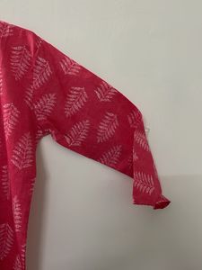 Pink Full Length Cotton Kurti