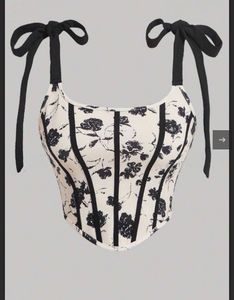 Black Floral Corset Top