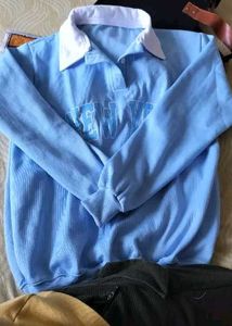 Sky-blue Shining Sweat Shirt Casual Wear