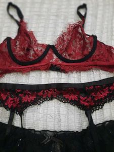 Red &amp; Black Lace Lingerie Set