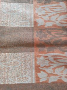 Peach Cotton Saree With Blouse Piece
