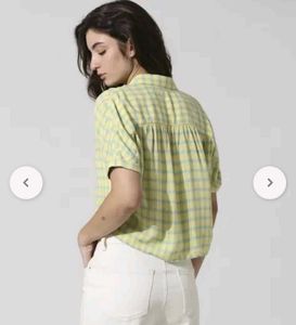 Yellow Plaid Crop Top ( shirt)