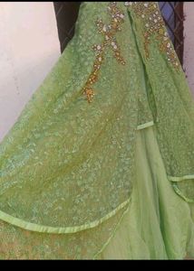 Green Embellished Tiered Dress