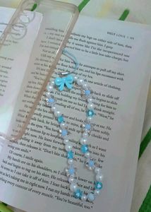Cell Phone Charm /With Blue Bow Ties/Faux Beads