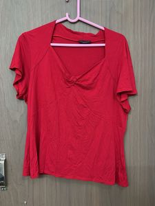 Fully Strachable Pure Red Cotton Branded Top
