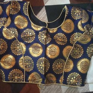 Elegant Blue &amp; Gold Blouse