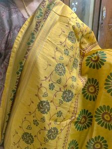 Multi Print Mustard Yellow Saree