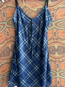 Blue Plaid Slip Dress