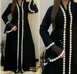 Elegant Black Abaya with Floral Details