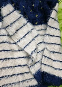 Striped Fluffy Knit Sweater