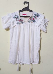 Lucky Charm White Top with Butterfly Sleeves