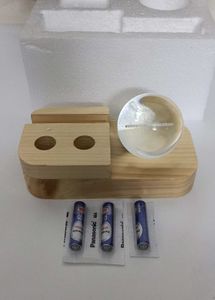 Wooden Pen Stand With Crystal Ball LED Lamp