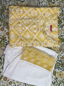 FASHOR Printed Yellow Kurta nd Palazzo
