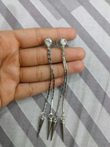 Silver Dangle Spike Earrings