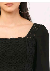 Crochet Square Neck Crop Top🎀🖤