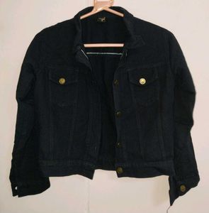 Black Denim Cropped Jacket