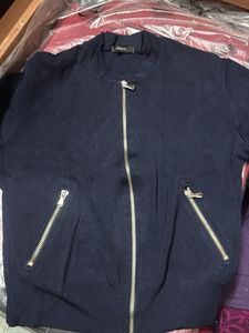 Stylish Navy Jacket with Zippers