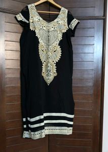 Women Black Thread Motif Embroidery Georgette Suit