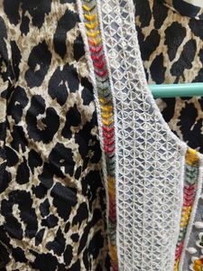 Animal Print Casual Satin Kurta