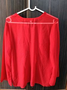 Red Embroidered Top