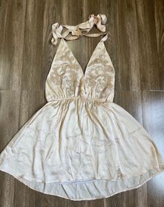 Pinterest Flowy Halterneck Satin Tie Up Mini Dress