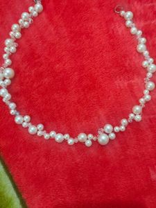 White Beads And  Crystal Nackless