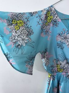 Back Slit Beautiful Floral Empire Dress