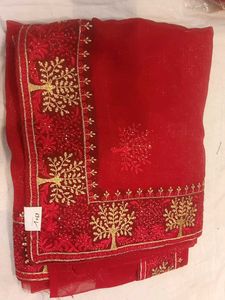 Red Embroidered Saree