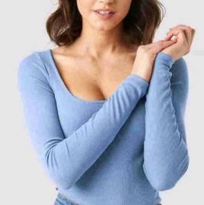 Slim fit sky blue color top