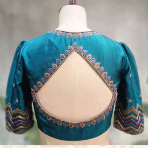 Embroidered Teal Blouse