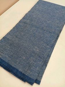 Blue Melange Fabric Piece - Textured Cotton Linen