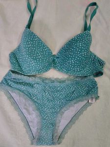 Cute Turquoise Heart Lingerie Set