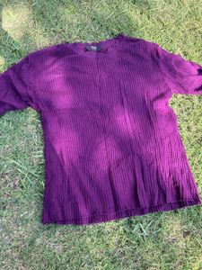 Purple Ribbed Knit Top