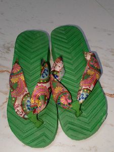 Green & Floral Flip-Flops
