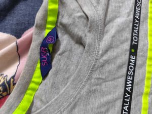 Gray Striped Graphic Tee