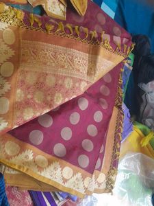 Elegant Maroon Polka Dot  pure silk Saree