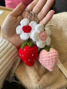 Crochet Strawberry Keychain