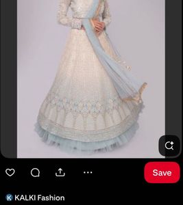 Kalki-White Grey Ombre Glitter And Crystal Lehenga