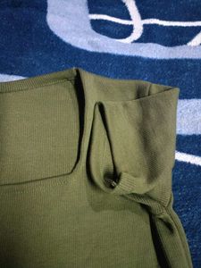 Olive Green Ribbed Knit Top