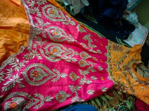 Orange &amp; Pink Embroidered Lehenga Choli