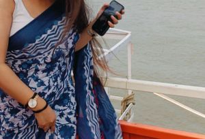 Cotton Indigo Saree Without Blouse