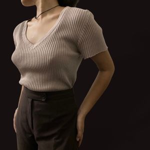Ribbed Tee- Formal And Casual Wear Top