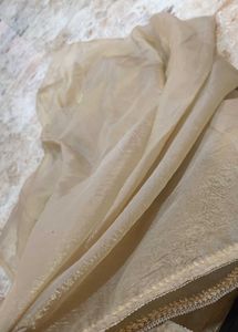 party wear gold crush saree