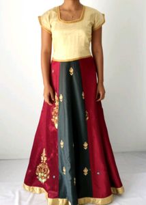 Ethenic Golden Embroidery Gown Small Size