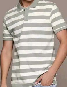 Co. Striped Polo Collar T SHIRT