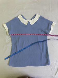 Korean Cute Blue Peter Pan Collar Top Bust 32-34