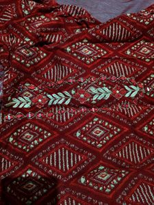 Maroon &amp; Gold Mirror Work Kurta Set