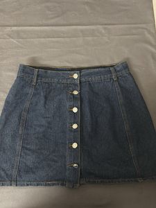 Denim Button-Front Mini Skirt