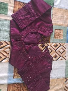 Wine  COLOUR FULL SLEEVES PARTY WEAR BLOUSE