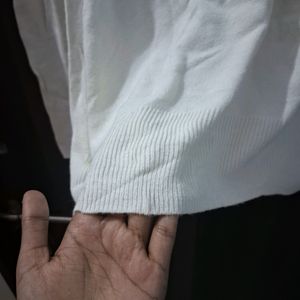 White Full Sleeves  Turtle Neck Tshirt